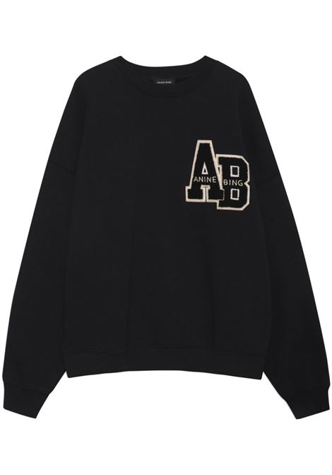 miles letterman sweatshirt black ANINE BING | A-08-10074BLK1